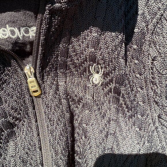 Women's Spyder Black Cable Stryke Knit Jacket - Picture 4 of 8